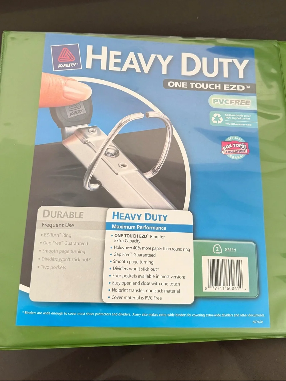 Avery Heavy Duty One Touch EZD 2-Inch Binder - Green